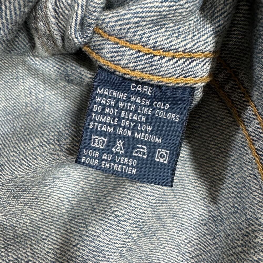 Vintage Ralph Lauren Dungarees Distressed Denim Jacket Medium Light Wash Classic - Picture 11 of 11